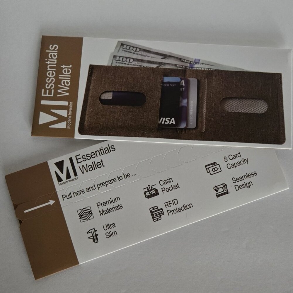 Essentials Wallet - Ultra Thin Minimalist Wallet. Color : Brown